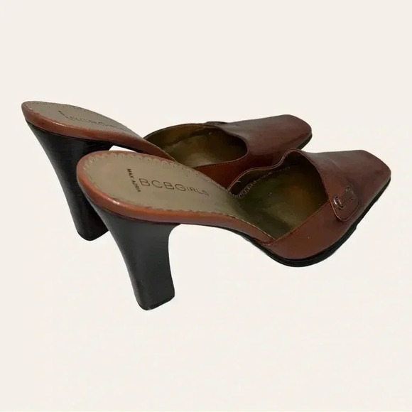 Women’s BCBGIRLS MAXAZRIA SQUARE TWO HEELS BLOCK HEEL COGNAC IN COLOR‎ SIZE 7B - Picture 10 of 15